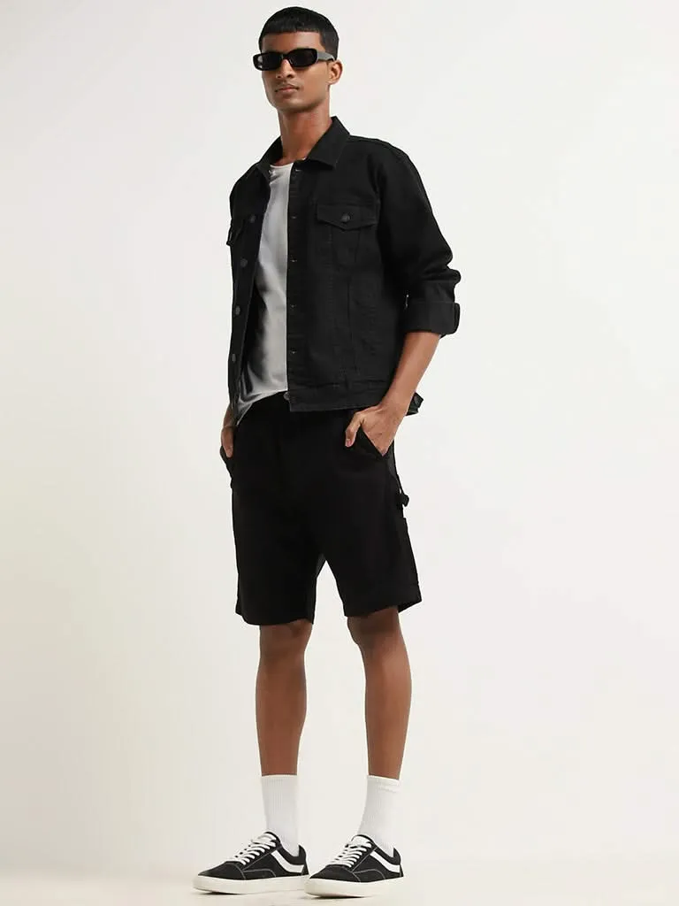 Nuon Black Carrot Fit Mid Rise Denim Shorts