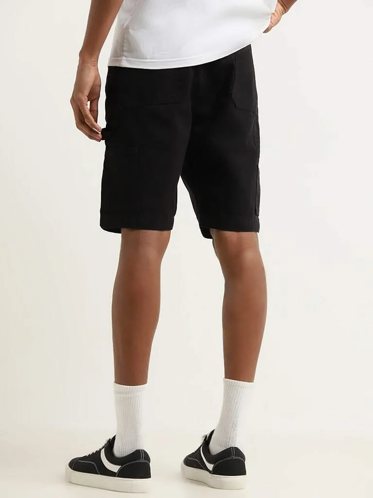 Nuon Black Carrot Fit Mid Rise Denim Shorts