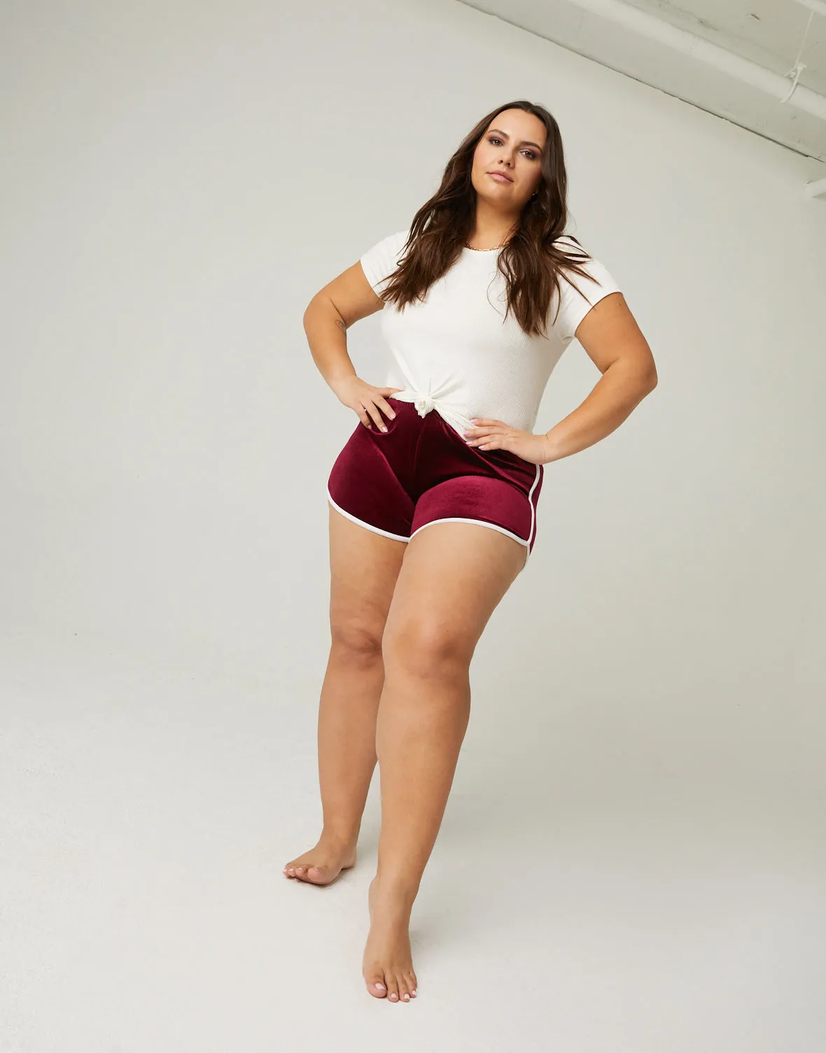 Plus Size Velvet Dolphin Shorts