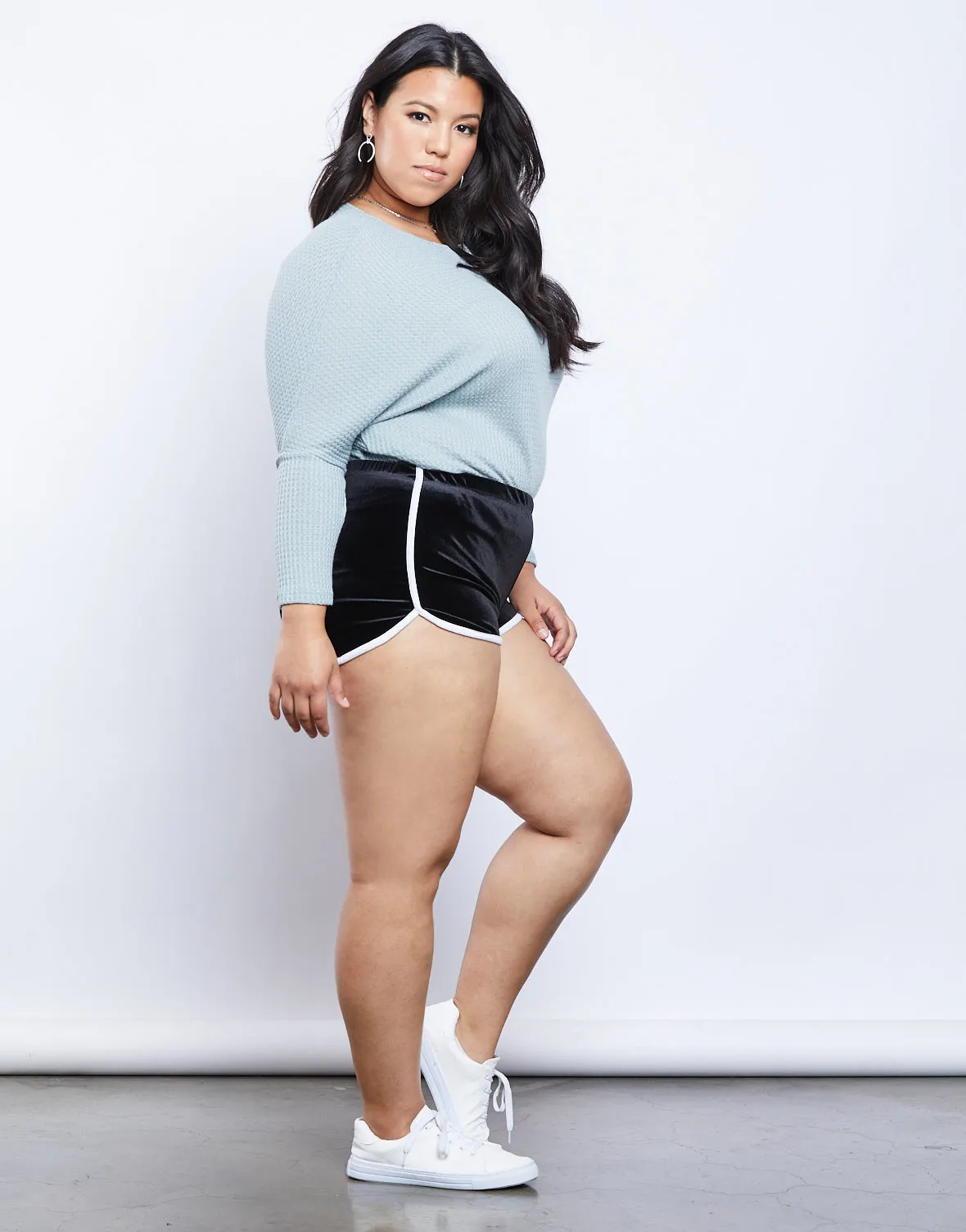 Plus Size Velvet Dolphin Shorts