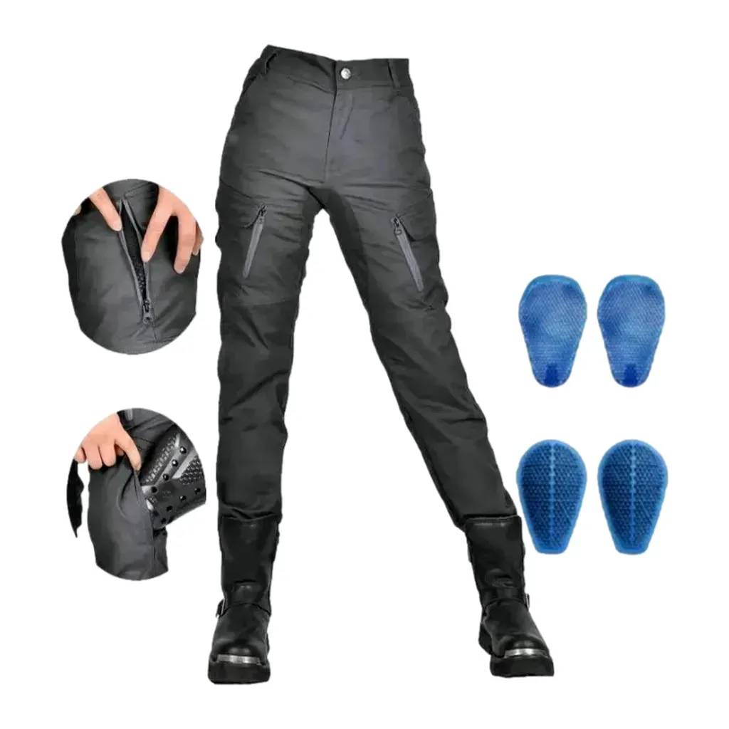 Protective grey biker denim pants