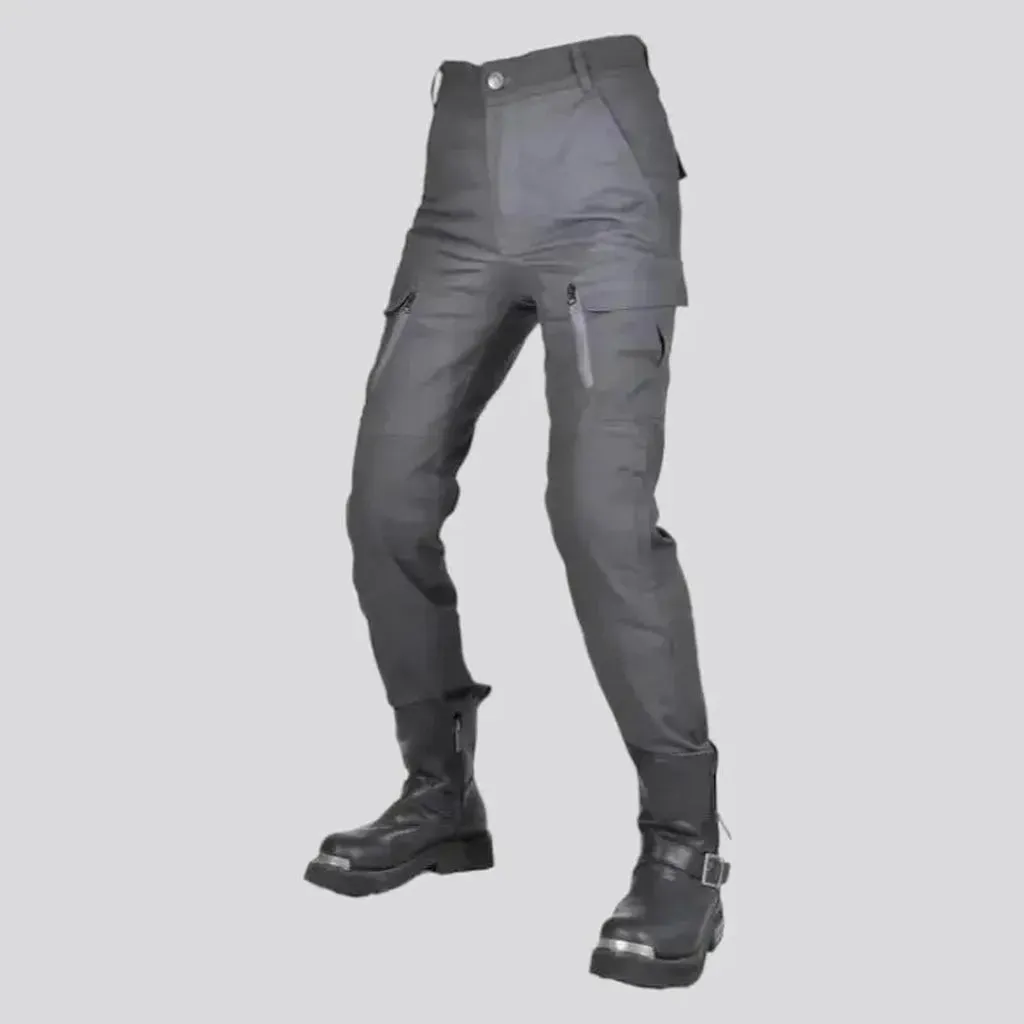 Protective grey biker denim pants