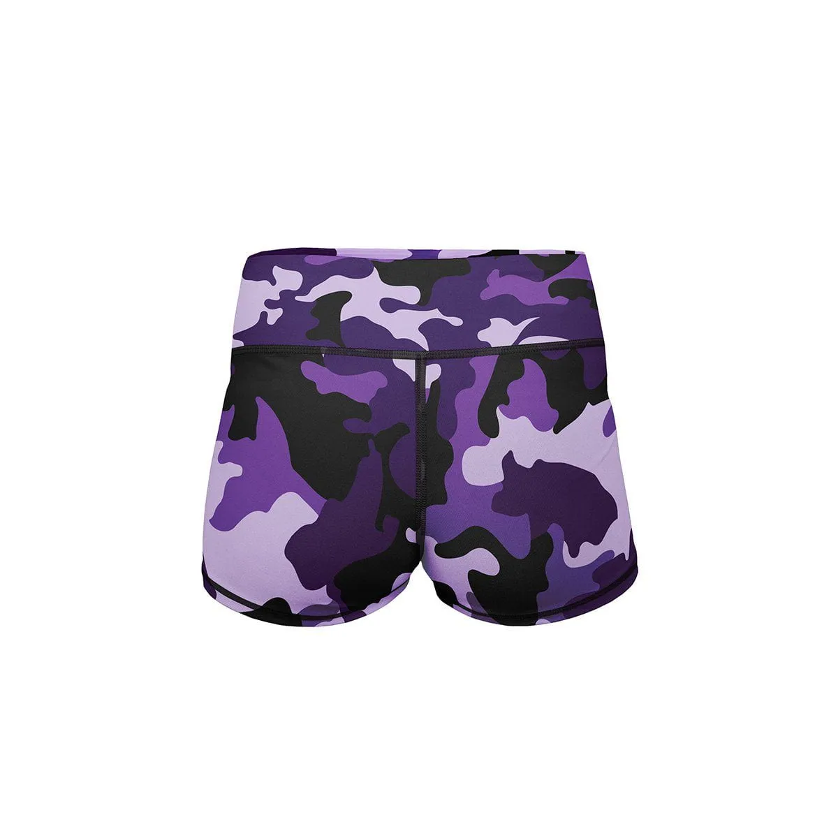 Purple Camo Yoga Shorts