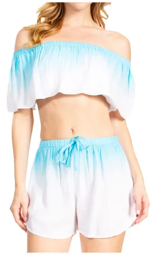 Sakkas Jackie Women's Bandeau and Shorts set Off the Shoulder Summer Strapless