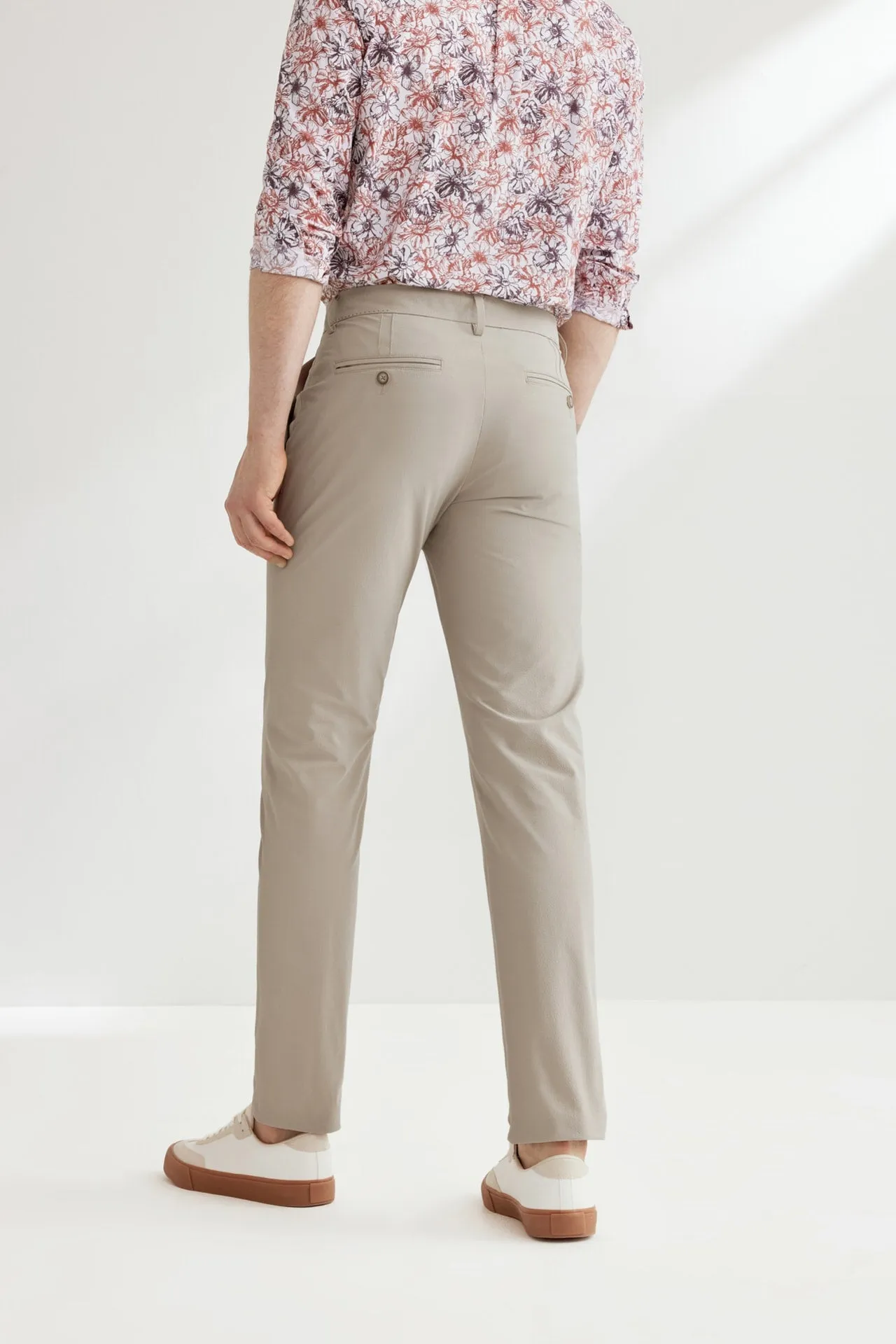 Seersucker Stretchy Casual Pants in Extra Slim Fit