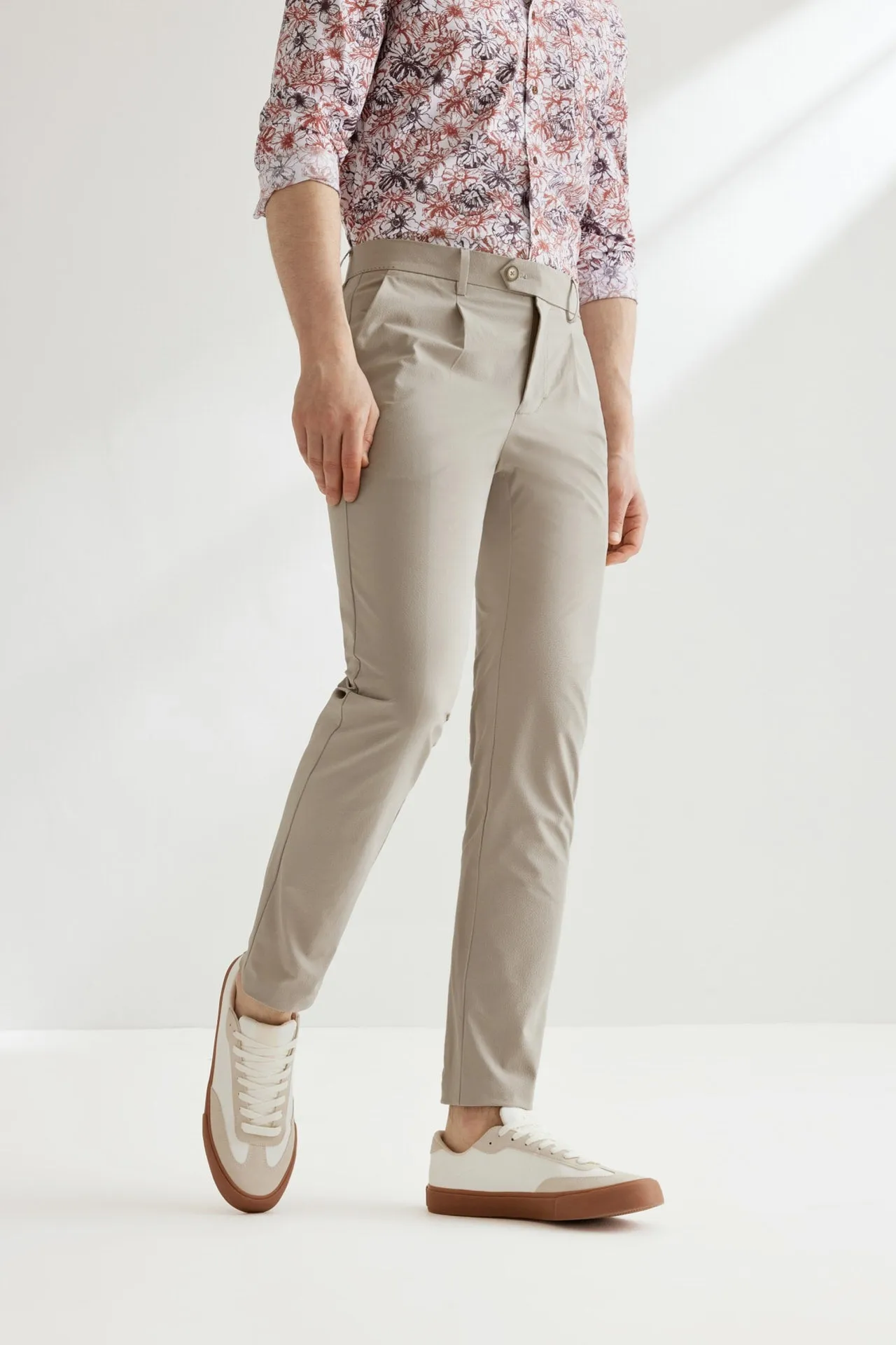 Seersucker Stretchy Casual Pants in Extra Slim Fit