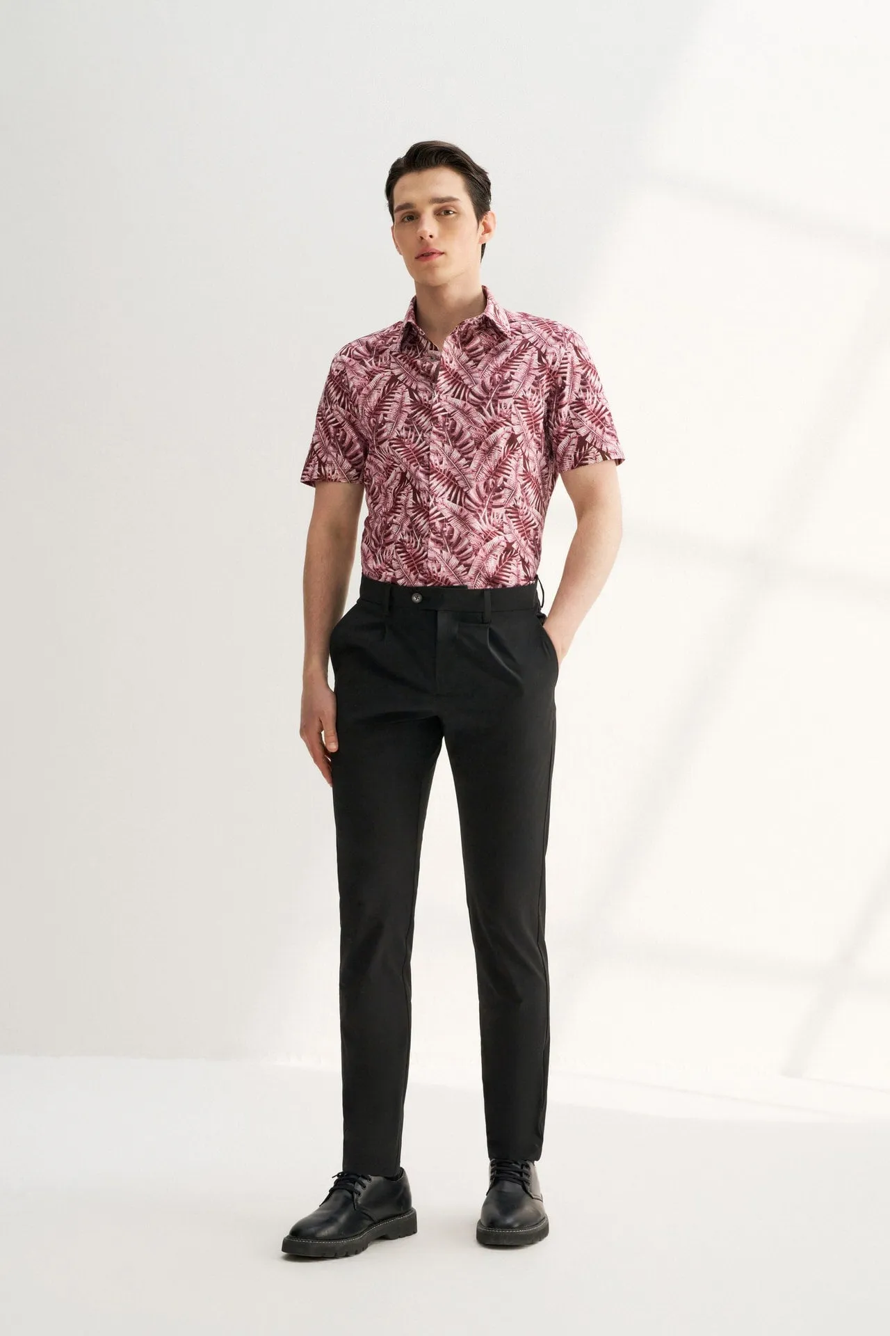 Seersucker Stretchy Casual Pants in Extra Slim Fit