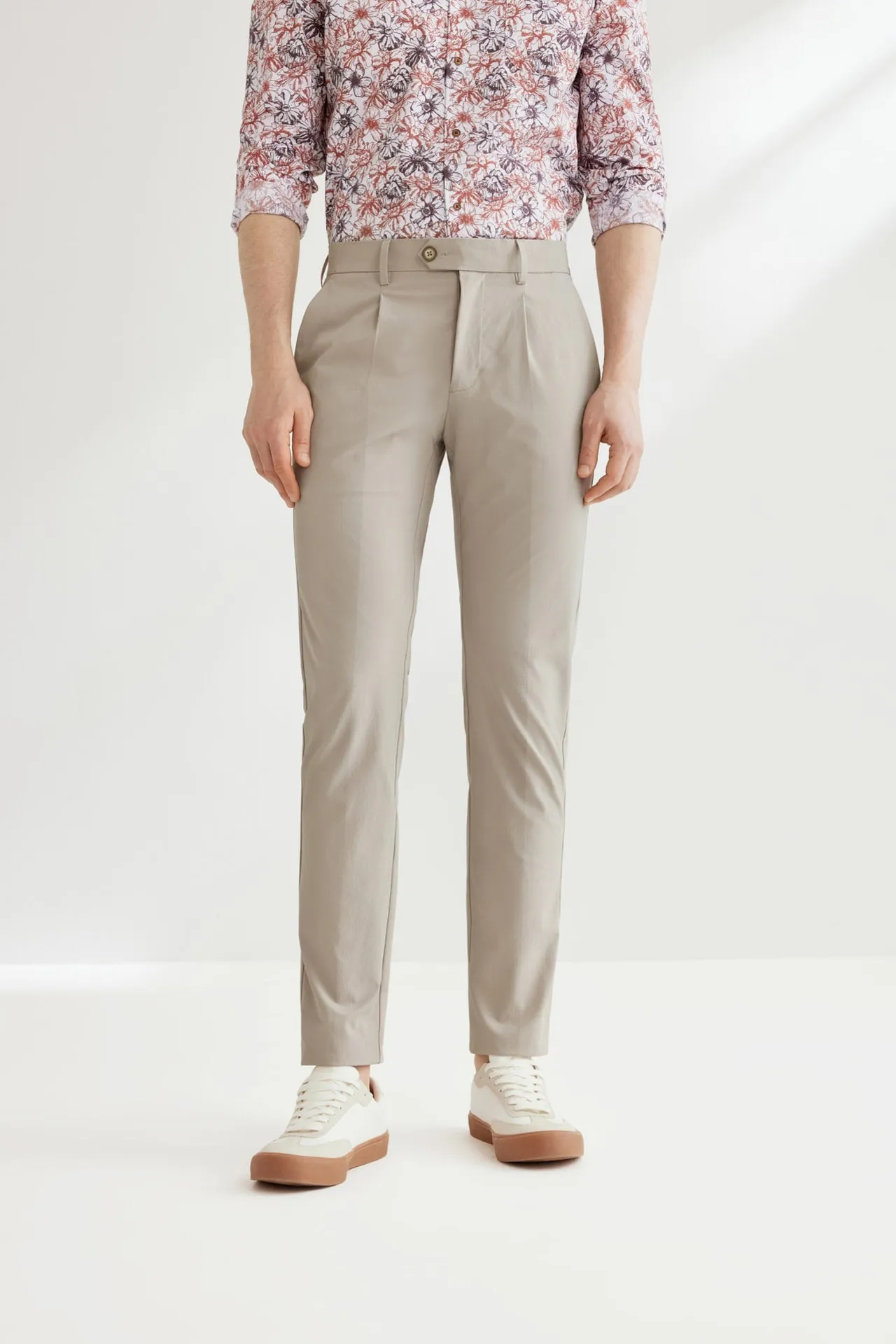 Seersucker Stretchy Casual Pants in Extra Slim Fit