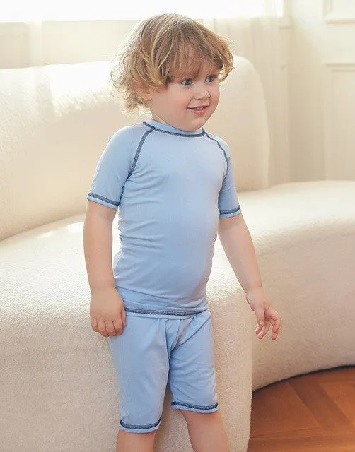 Sky Bamboo Stitch Short Sleeve Pajamas