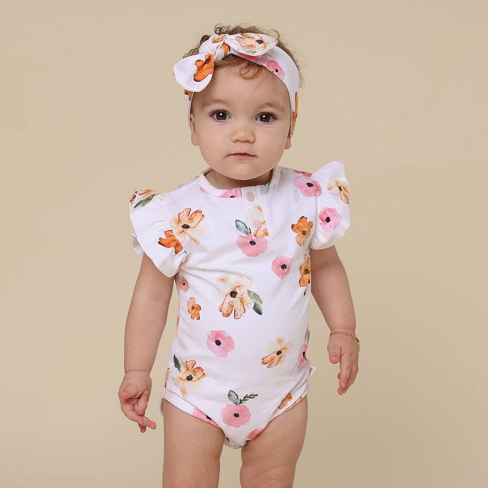 Snuggle Hunny - Poppy Short Sleeve Organic Bodysuit with Frill