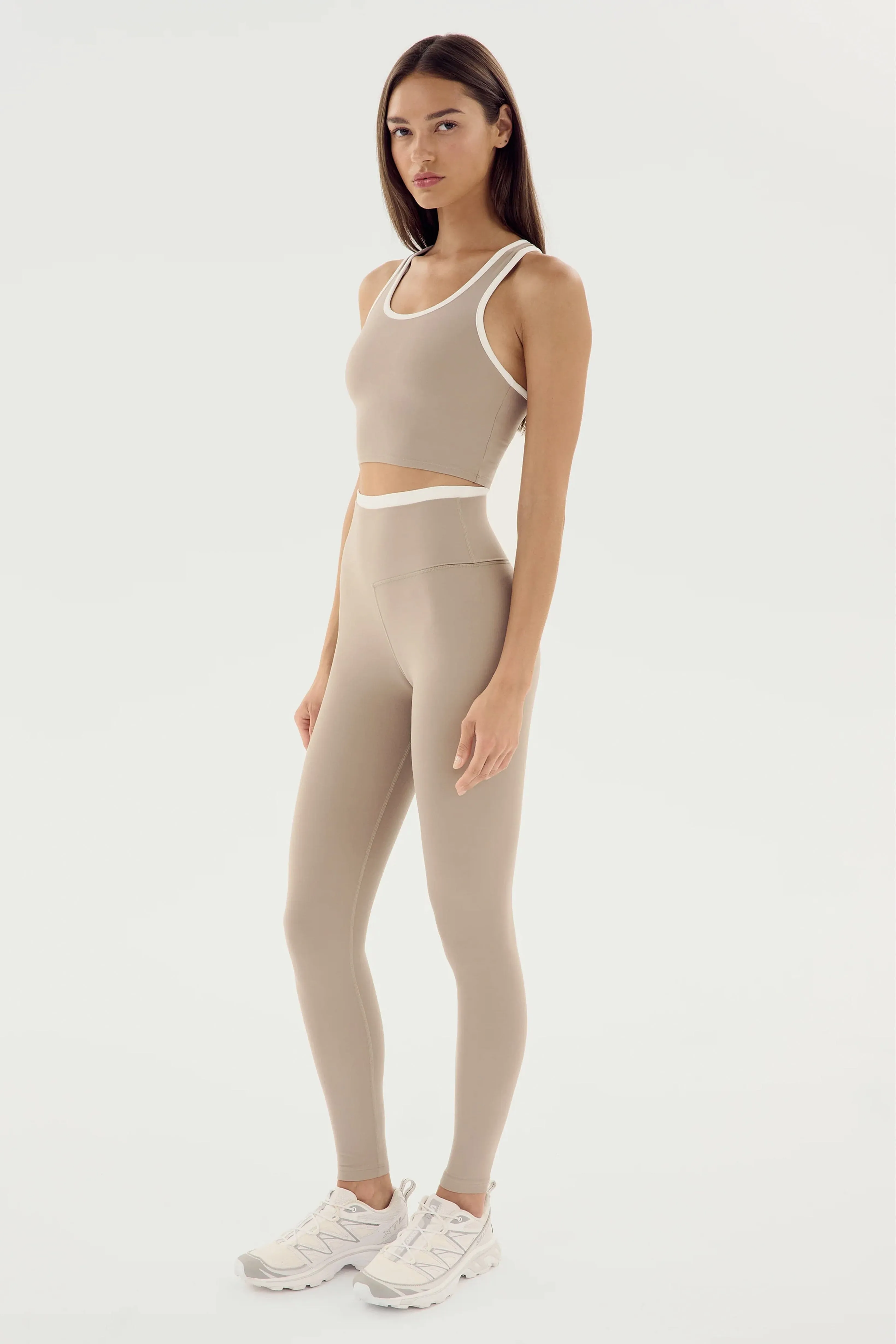 SPLITS59 | Dual High Waist Airweight 7/8 - Latte/White