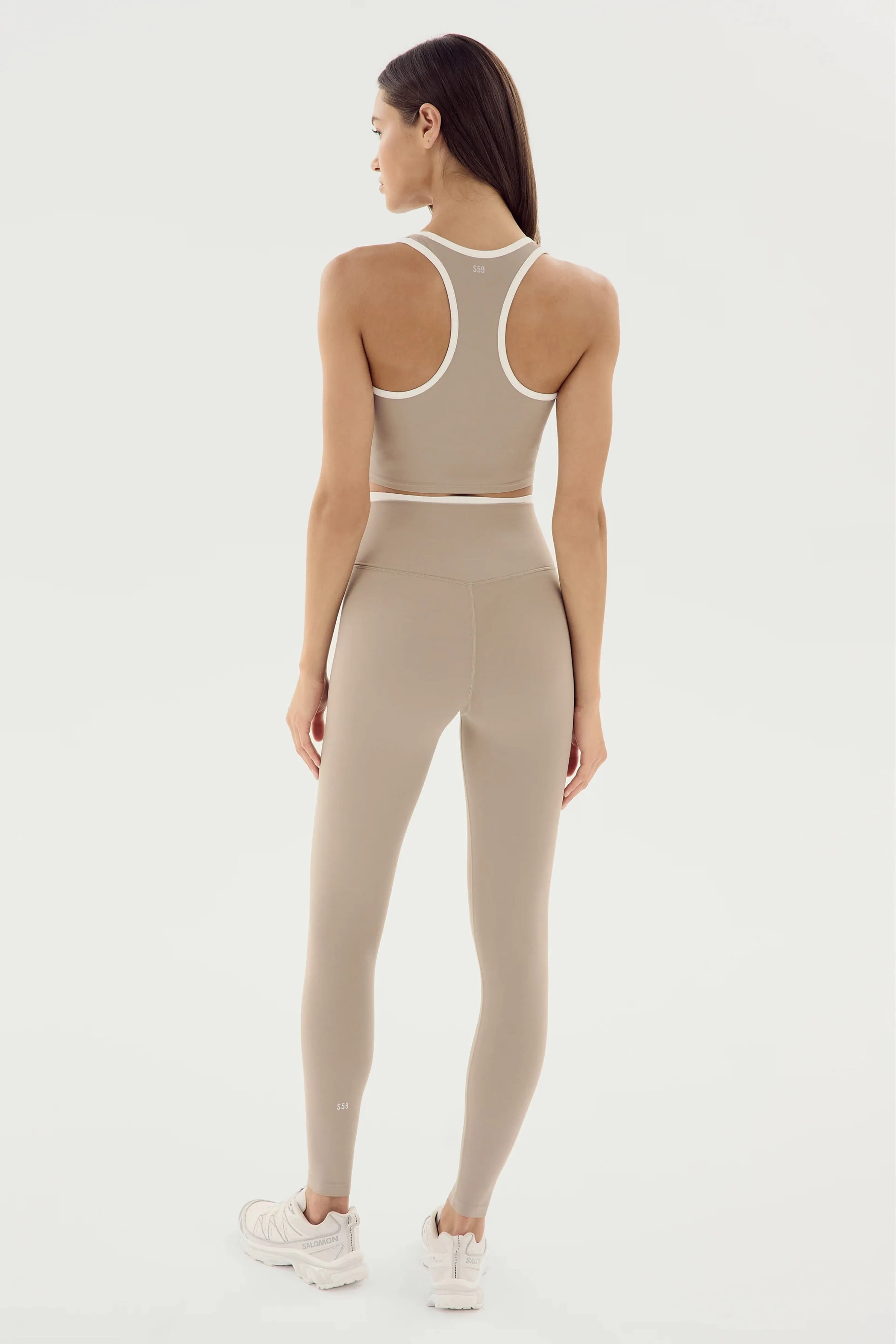 SPLITS59 | Dual High Waist Airweight 7/8 - Latte/White