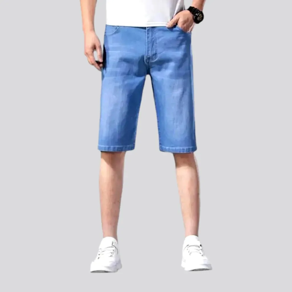 Straight ultra-thin men's denim shorts