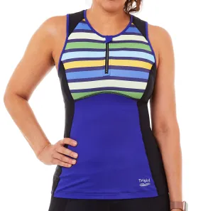 Swift Triathlon Top with Support Bra, Block Stripe