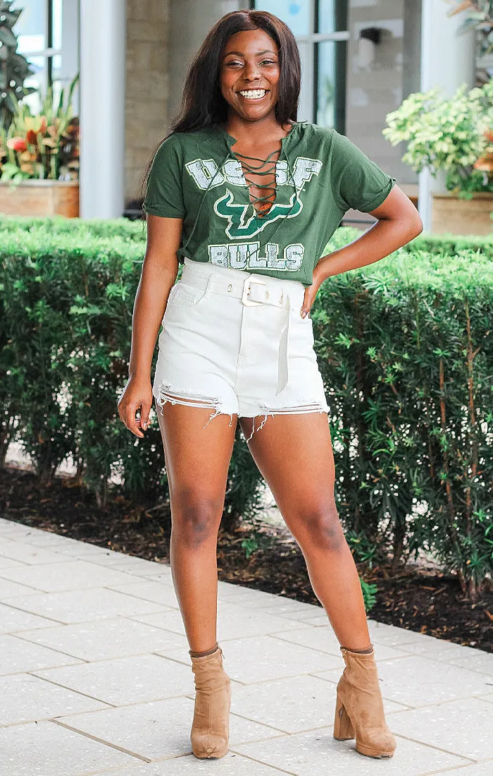 The Esmeralda Vintage USF Lace-Up Tee