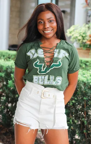 The Esmeralda Vintage USF Lace-Up Tee