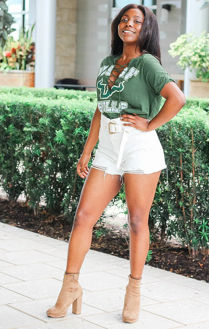 The Esmeralda Vintage USF Lace-Up Tee