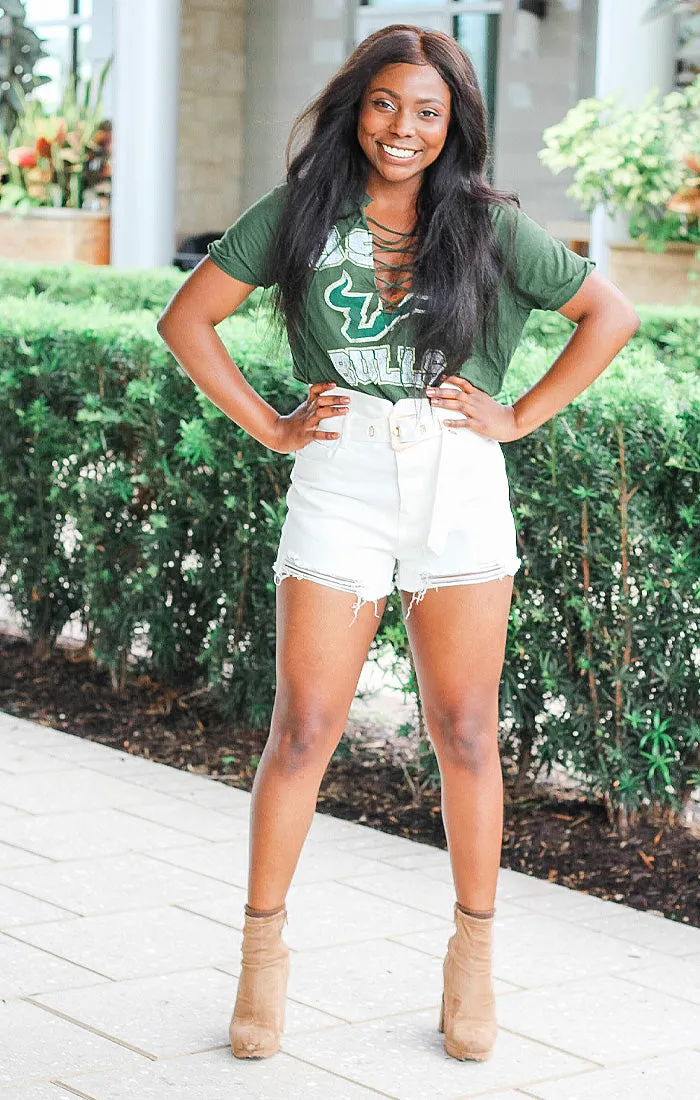 The Esmeralda Vintage USF Lace-Up Tee