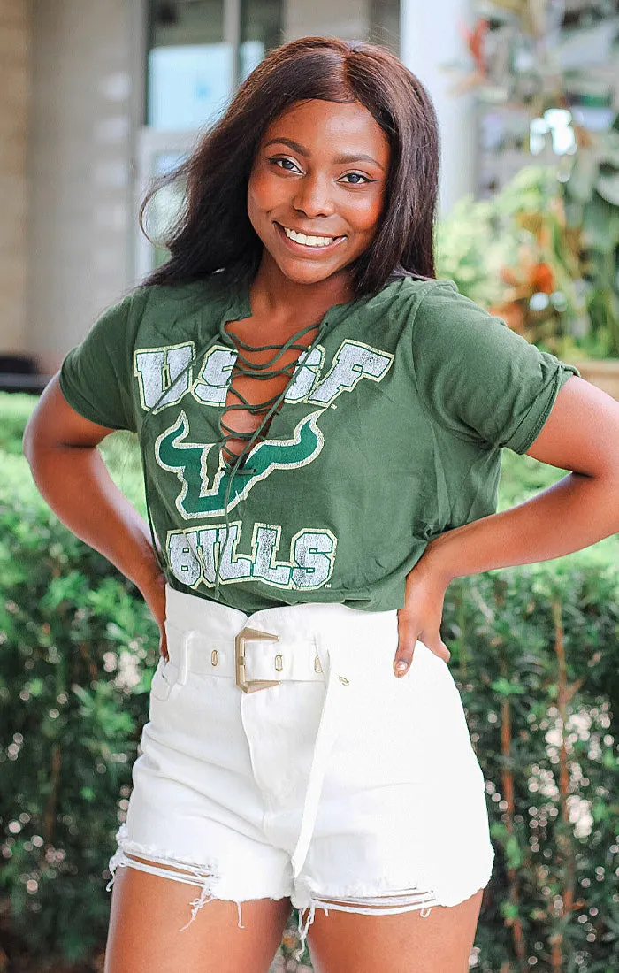 The Esmeralda Vintage USF Lace-Up Tee