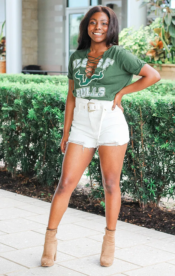 The Esmeralda Vintage USF Lace-Up Tee