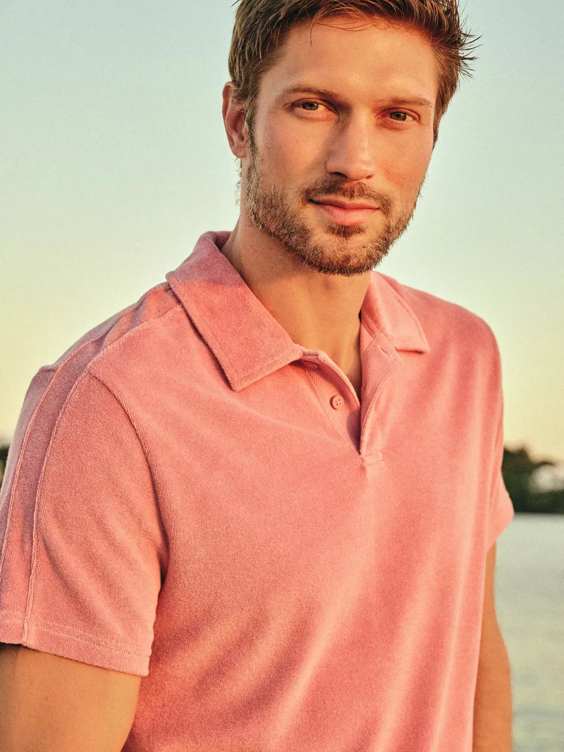 The Ravello Terry Polo | Pink Sand