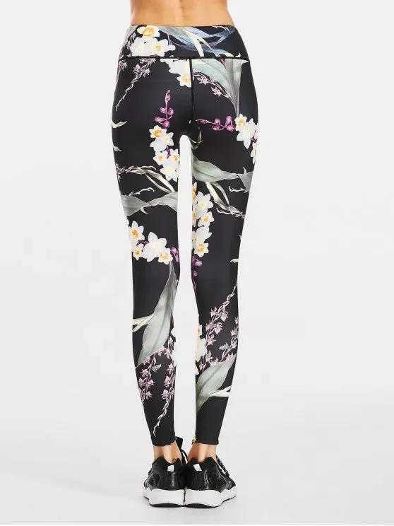 Trendy Stretchy Slimming Floral Sporty Leggings