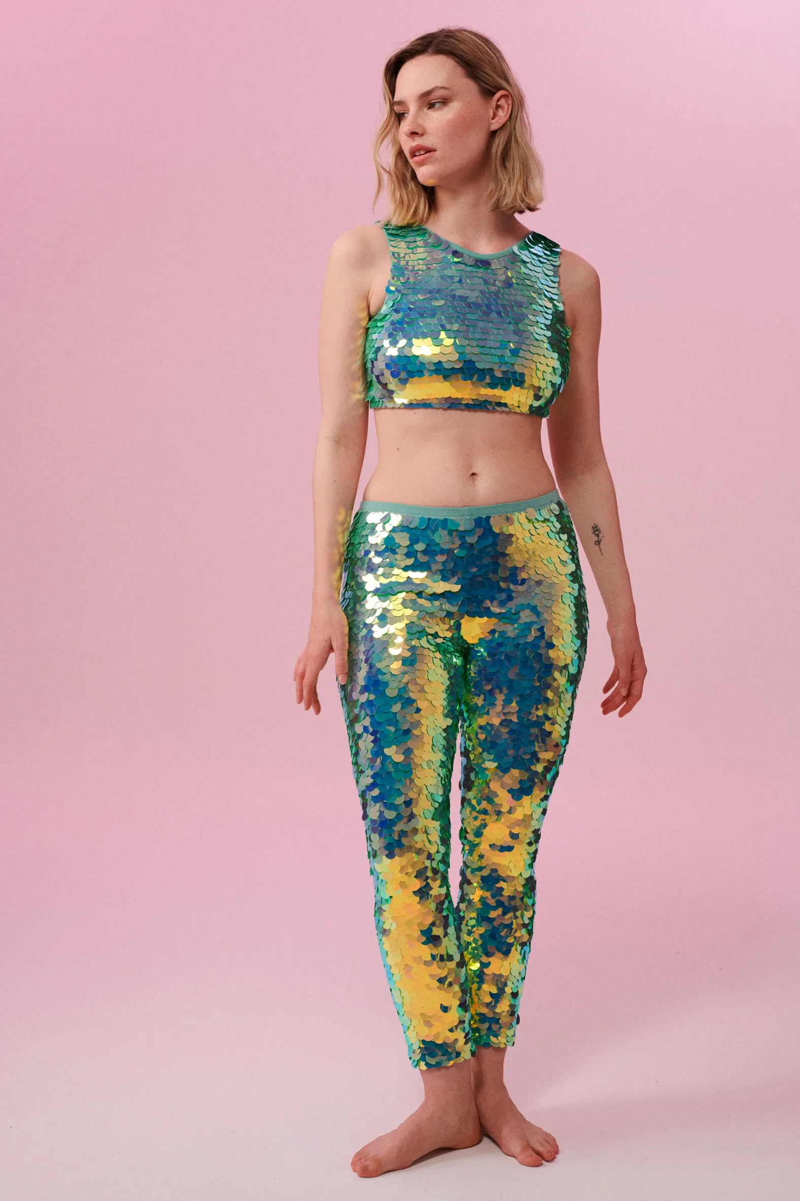 TWINKS SEQUIN CROP TOP - CHAMELEON