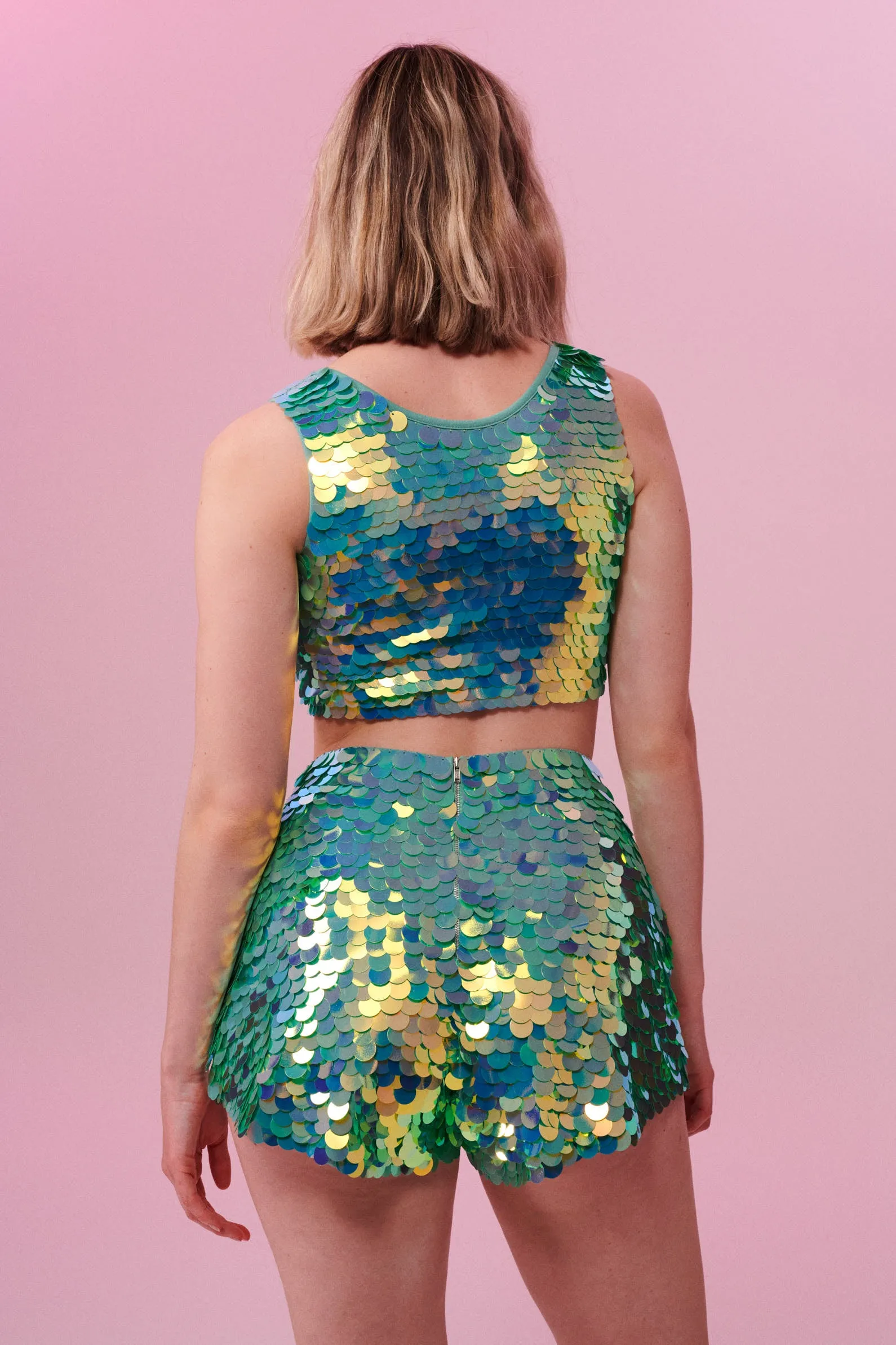 TWINKS SEQUIN CROP TOP - CHAMELEON