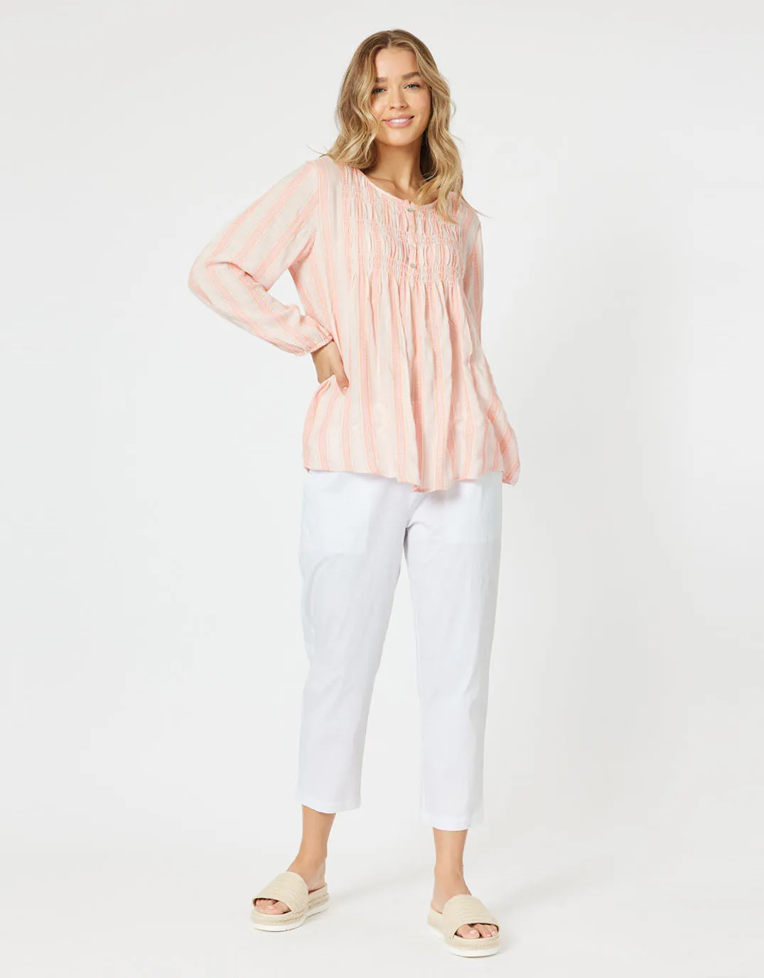 Venice Stripe Top - Papaya