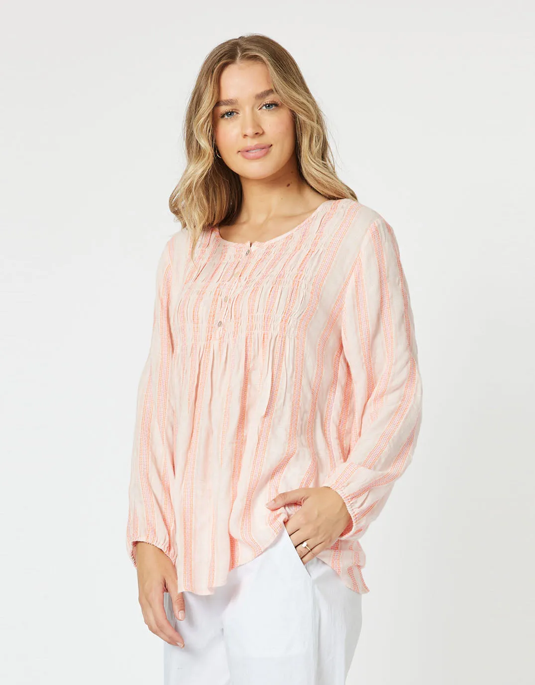 Venice Stripe Top - Papaya