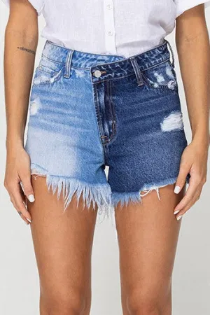 Vervet Criss Cross Waistband Super High Rise Shorts