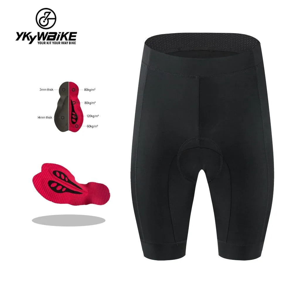 YKYW Men's Cycling Shorts Cushion Shockproof Summer Breathable Quick Dry Anti-sweat Black