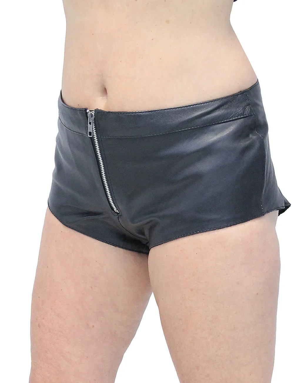 Zip Front Leather Skimpy Hot Pants #SH31080ZK ()